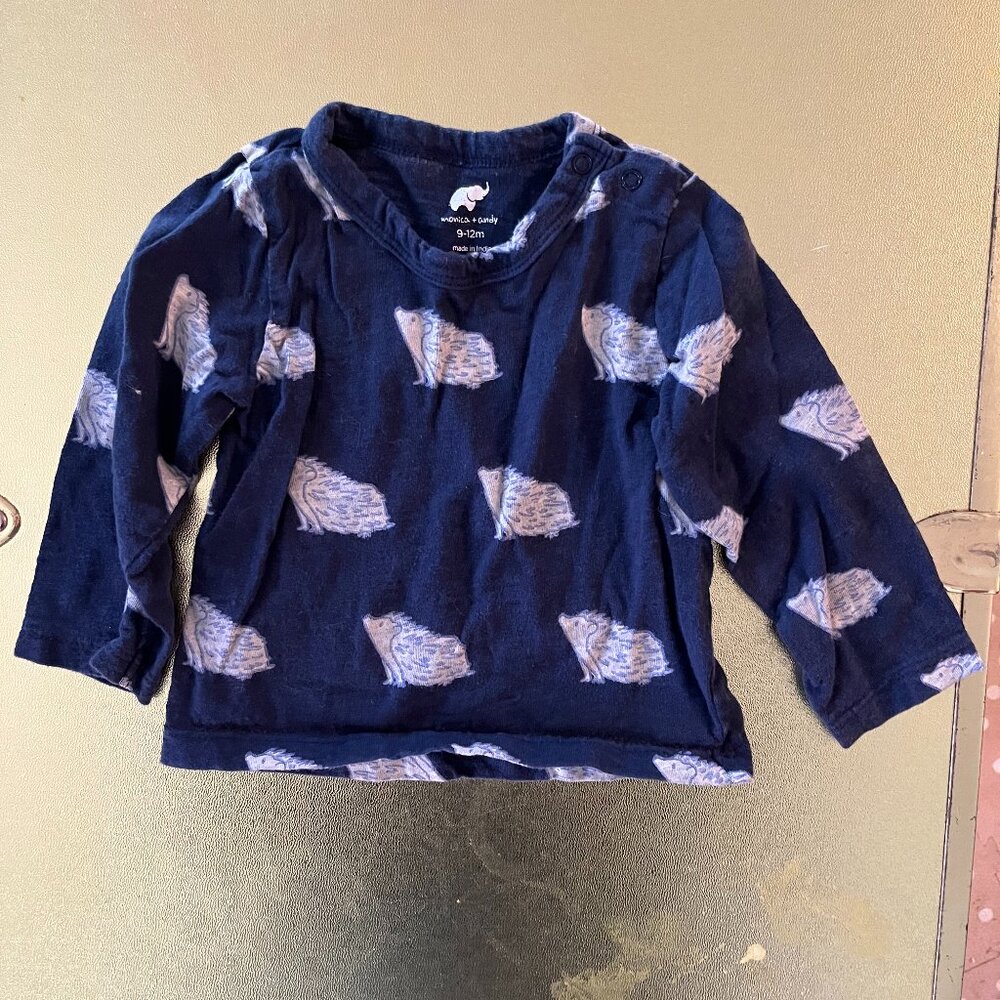 GUC Monica and Andy Navy Hedgehog Long-Sleeved Tee (9-12 Mos)